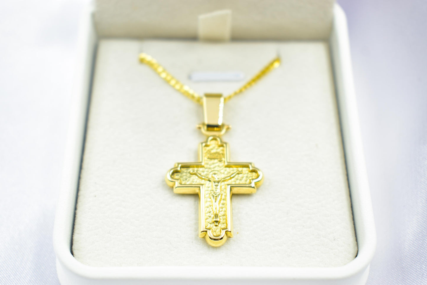 Ανδρικοί Σταυροί 14K Solid Gold Crucifix Cross Pendant – Raised Jesus Figure – Double-Sided – Embossed Back –14K Gold Chain Option–Orthodox Christian Jewelry