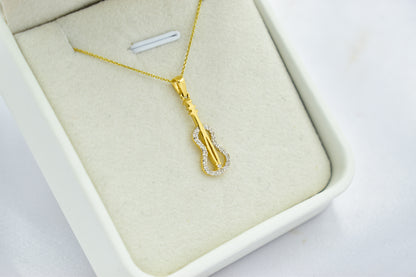 Κολιέ Κιθάρα Κ14 με λευκά Ζιργκόν