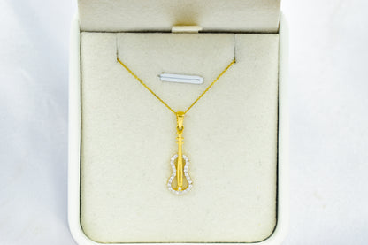 Κολιέ Κιθάρα Κ14 με λευκά Ζιργκόν