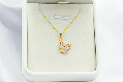 Κολιέ Πεταλούδα Κ14 με Λευκά Ζιργκόν