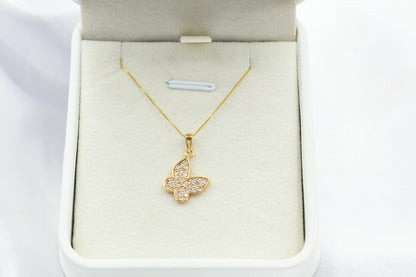 Κολιέ Πεταλούδα Κ14 με Λευκά Ζιργκόν