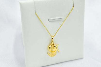 Κολιέ Κ14  Καρδιά, Άγκυρα & Σταυρός (Πίστη – Ελπίδα – Αγάπη)