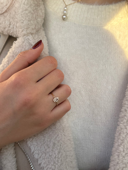 Δαχτυλίδι Ροζέτα Οβάλ Λευκό Zircon Κ14