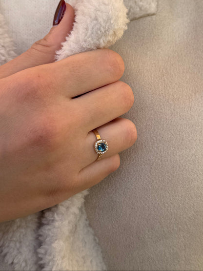 Δαχτυλίδι Ροζέτα London Blue Κ14