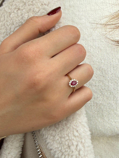 Δαχτυλίδι Ροζέτα με Ρουμπίνι K14