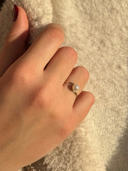 Χοιροποίητο Δαχτυλίδι Μαργαριτάρι με Λευκό Ζιργκόν Κ14