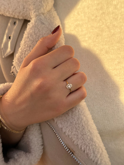 Δαχτυλίδι Ροζέτα Οβάλ Λευκό Zircon Κ14