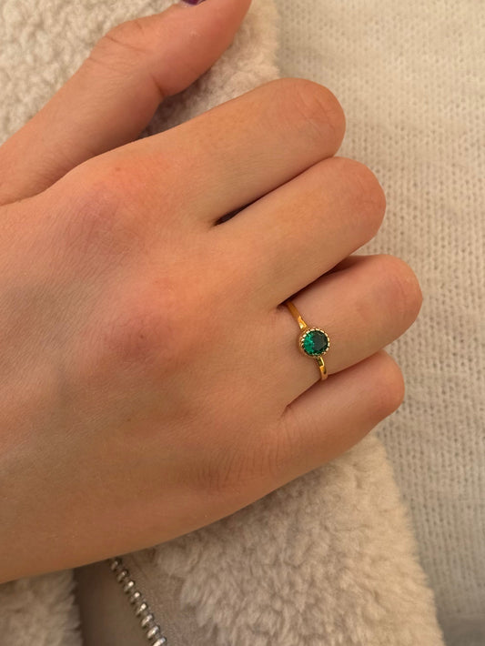 Δαχτυλίδι Mονόπετρο με Πράσινο Zircon K14