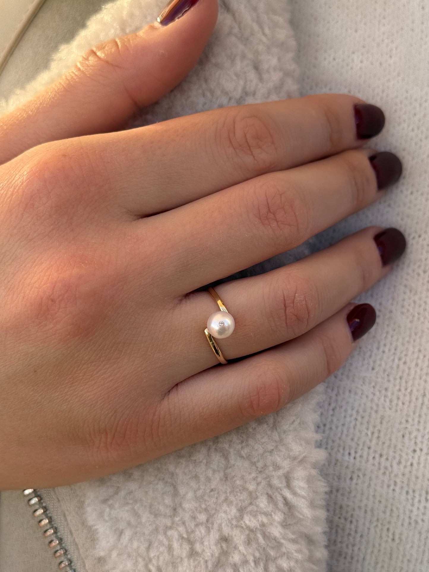 Χοιροποίητο Δαχτυλίδι Μαργαριτάρι με Λευκό Ζιργκόν Κ14