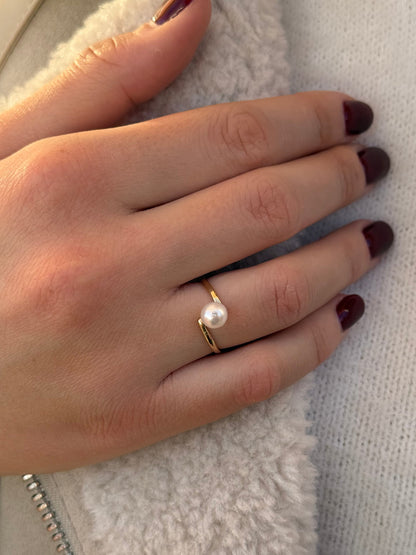 Χοιροποίητο Δαχτυλίδι Μαργαριτάρι με Λευκό Ζιργκόν Κ14