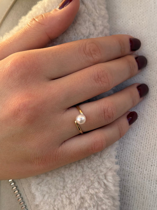 Χοιροποίητο Δαχτυλίδι Μαργαριτάρι με Λευκό Ζιργκόν Κ14