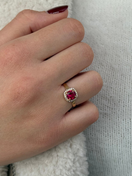 Δαχτυλίδι Ροζέτα με Κόκκινο Ζιργκόν Κ14