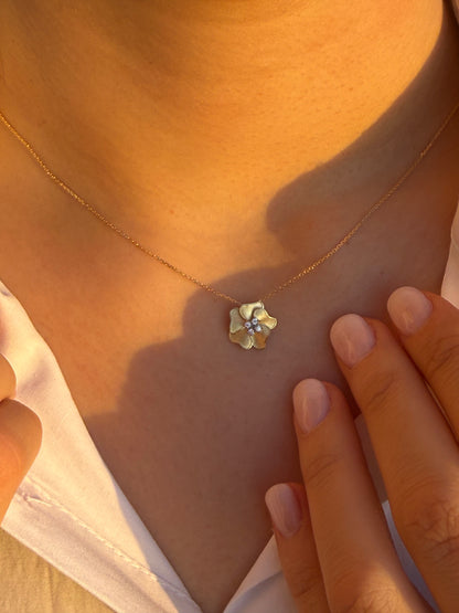 Κολιέ Λουλούδι με Ζιρκόν Κ9