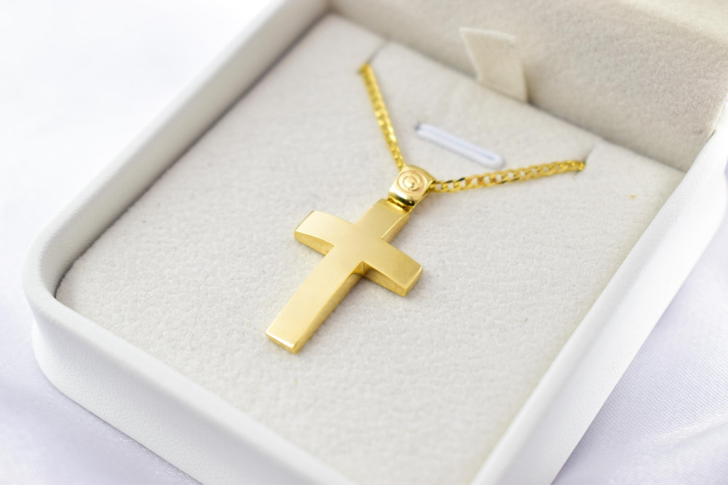 Ανδρικοί Σταυροί 9K Solid Gold Cross Pendant – Reversible & Pierced Back – 14K Gold Chain Option – Polished Front – Christian Jewellery for Men or Women