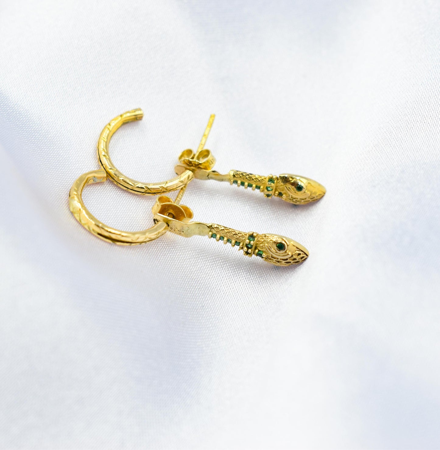 Διπλά Σκουλαρίκια Φίδι με Ζιργκόν Κ14