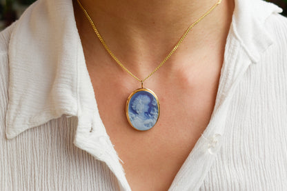 Χρυσό Καμέο σε Μπλε Όστρακο (Μεγάλο) 14Κ