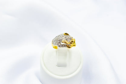 Χειροποίητο Δαχτυλίδι Πάνθηρας Pavé με Ζιργκόν & Ρουμπίνια