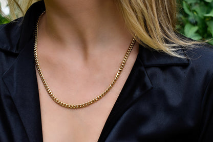 14K Gold Miami Curb Link Chain,Dainty Thick Gold Chain,Chunky Necklace,Unisex Gold Necklace Choker,Man-Women Chain,Jewellery for All