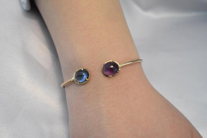 14K Gold Bracelet Amethyst,Dainty Natural Amethyst Bangle Bracelet,Custom Gold Bangle,Graduation Gift for Her,Wedding & Engagement Gift
