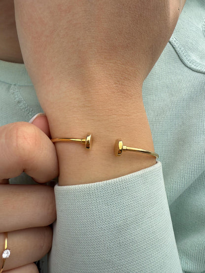 14K Gold Handcrafted Bangle,Exclusive Bracelet for Wedding & Engagement,Minimalist Bracelet,Bracelet for Mom and Her,Stackable Bracelet