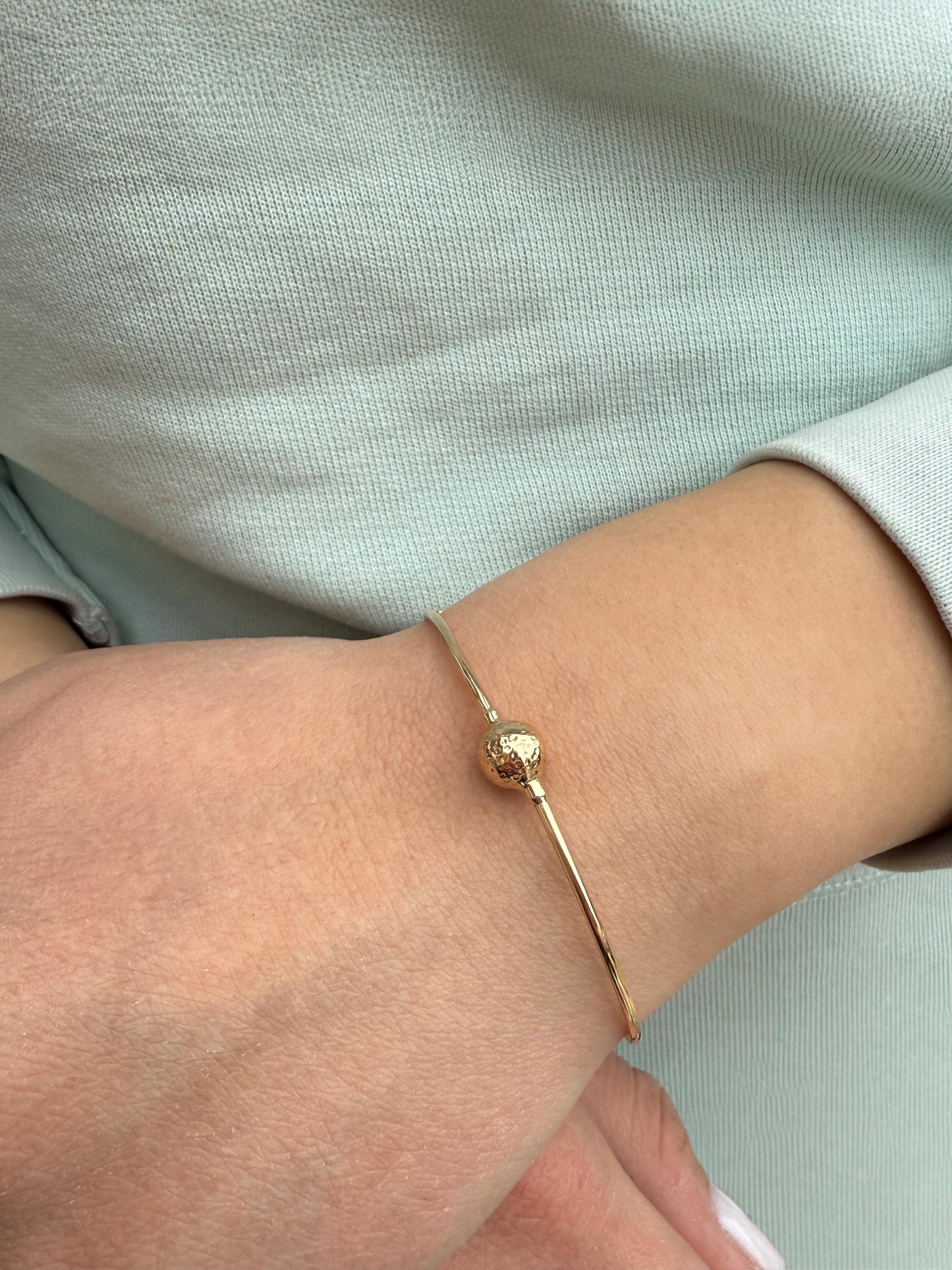 14k Gold Ball Torque Cuff Bangle Bracelet,Gold Round Adjustable Ball Bracelet,Ball Bead Bracelet,Genuine Bangle,Exclusive Gift for Her