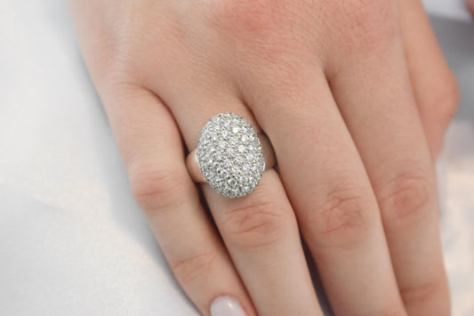 18K Solid White Gold Ring,Engagement Ring,Wedding & Engagement Ring,Statement Ring,Gold Ring,Bridal Jewellery, Gift for Mom and Her