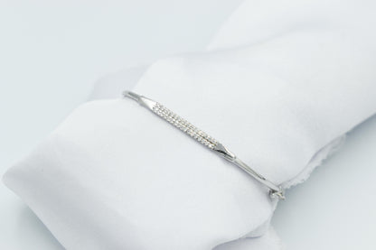 14K White Gold Diamond Bangle Bracelet, Natural Diamond VS/SI Gold Bangl,White Gold Cuff Bangle,Gold Bangle Bracelet