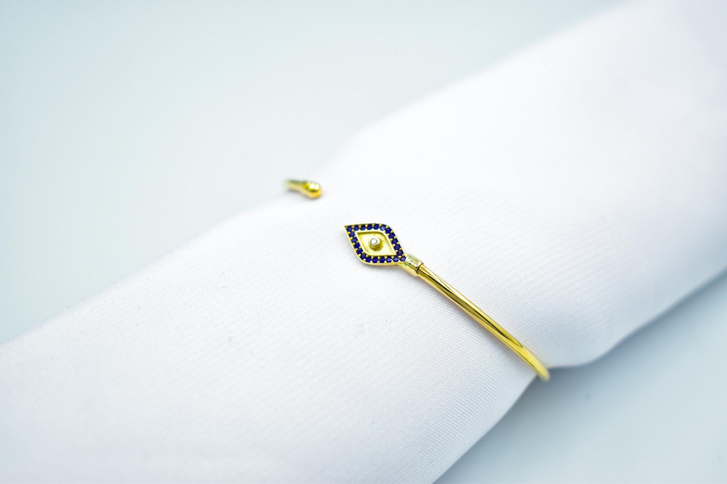 14K Evil Eye Bangle,14K Gold Blue Bangle,14K Protective Jewelry,Evil Eye Bangle,Design, Handcrafted Beauty,Gold Bracelet,Gift for Mom & Her