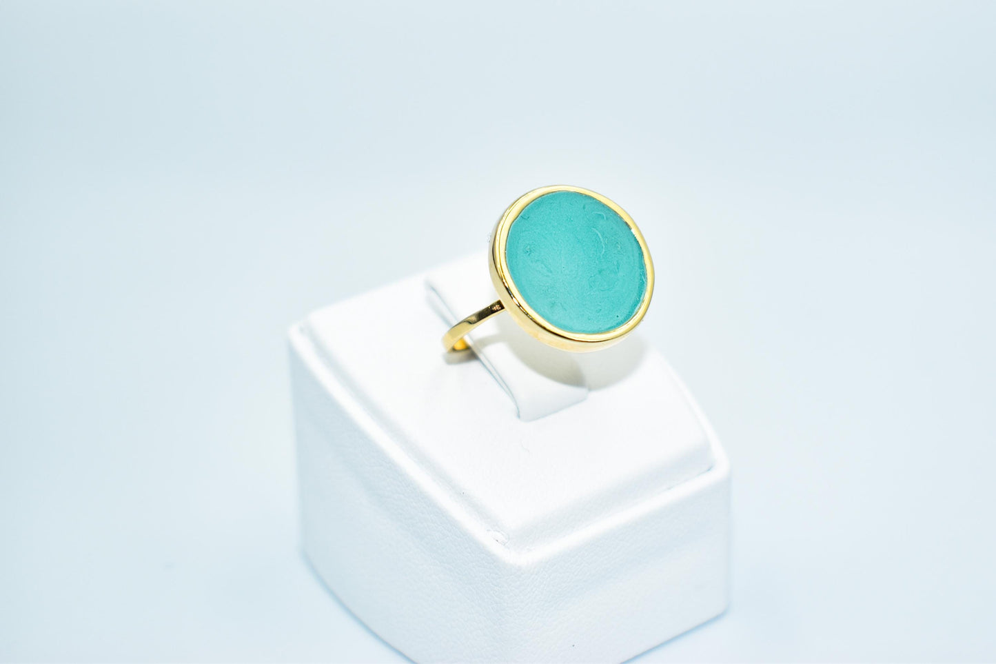 Χειροποίητο δαχτυλίδι με Τιρκουάζ Σμάλτο Κ14