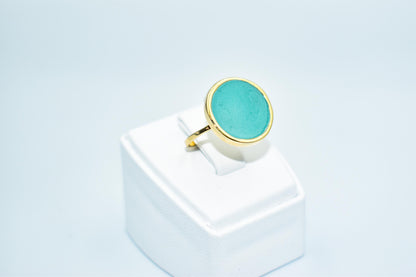 Χειροποίητο δαχτυλίδι με Τιρκουάζ Σμάλτο Κ14