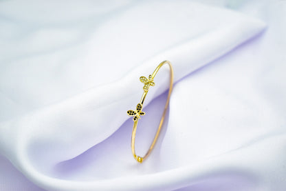 14K Gold Butterfly Bracelet,14K Bangle Bracelet Butterfly Bangle,Gold Zircon Butterflies Bracelet,Minimalist Bracelet,Bracelet For Women