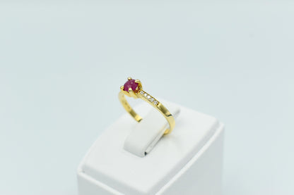 Χειροποίητο Μονόπετρο με Ορυκτό Ρουμπίνι & Διαμάντια Κ18