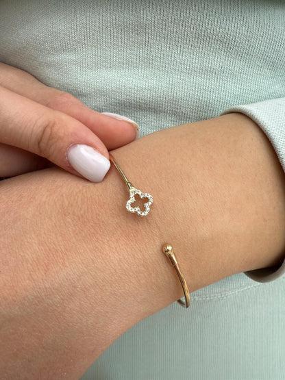 14K Cross Bangle Bracelet,Thin Cross Zircon Bangle,Dainty Bracelet,White Cross Bracelet,Cross Gold Cuff Bangle, Exclusive Gift for Mom & Her