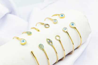 14K Gold Evil Eye Bracelet,Bangle Mother of Pearl Evil Eye,Lucky Bracelet,Eye Bangle,Protective Gift for Everyday Use,Perfect Gift for Her