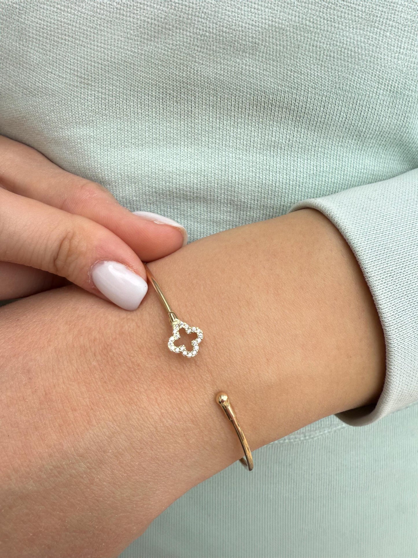 14K Cross Bangle Bracelet,Thin Cross Zircon Bangle,Dainty Bracelet,White Cross Bracelet,Cross Gold Cuff Bangle, Exclusive Gift for Mom & Her