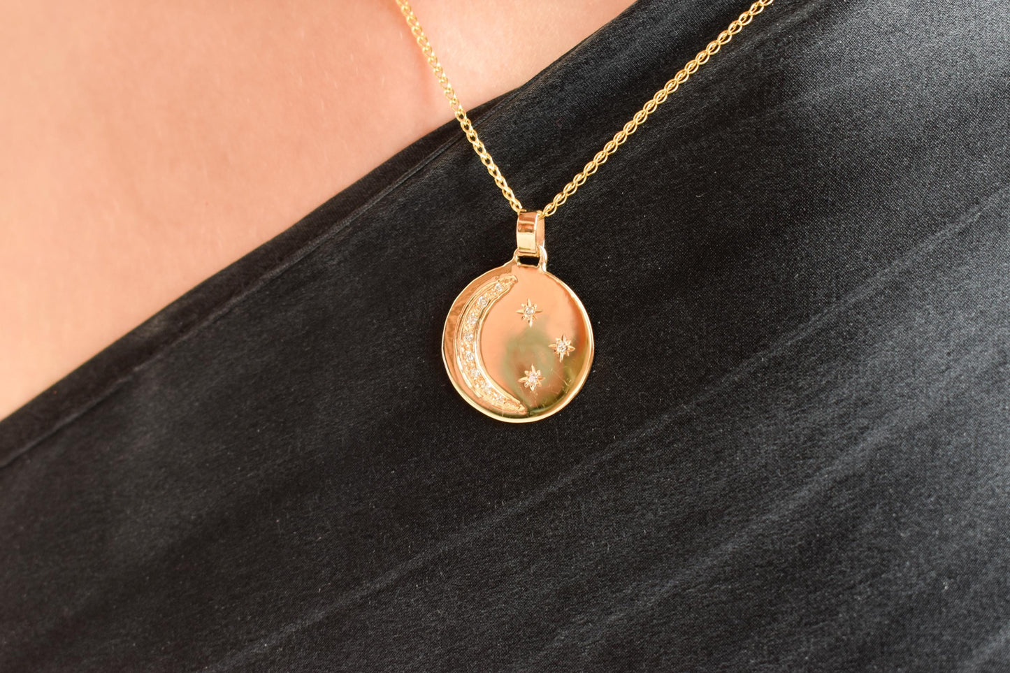 Κολιέ Φεγγάρι και Αστέρια με Ζιργκόν 14Κ