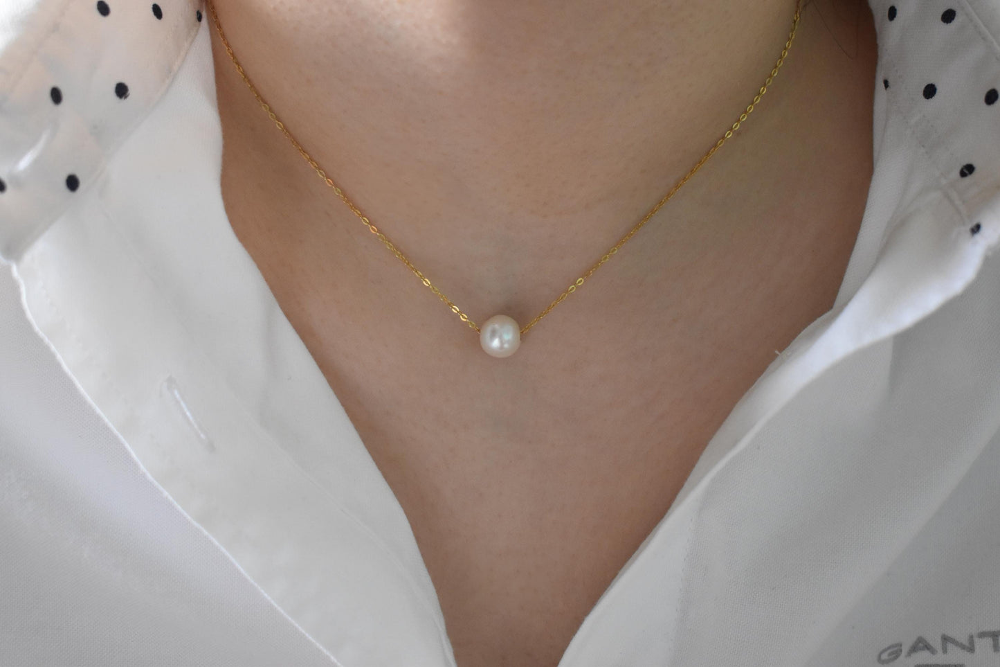 Χρυσό Κολιέ με Φυσικό Μαργαριτάρι 14Κ