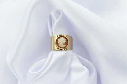 14K Gold Natural Cameo Handmade Ring,Handcrafted Cameo Ring,Vintage Exclusive Jewellery,Victoria Cameo Ring,Gift for Mom & Her