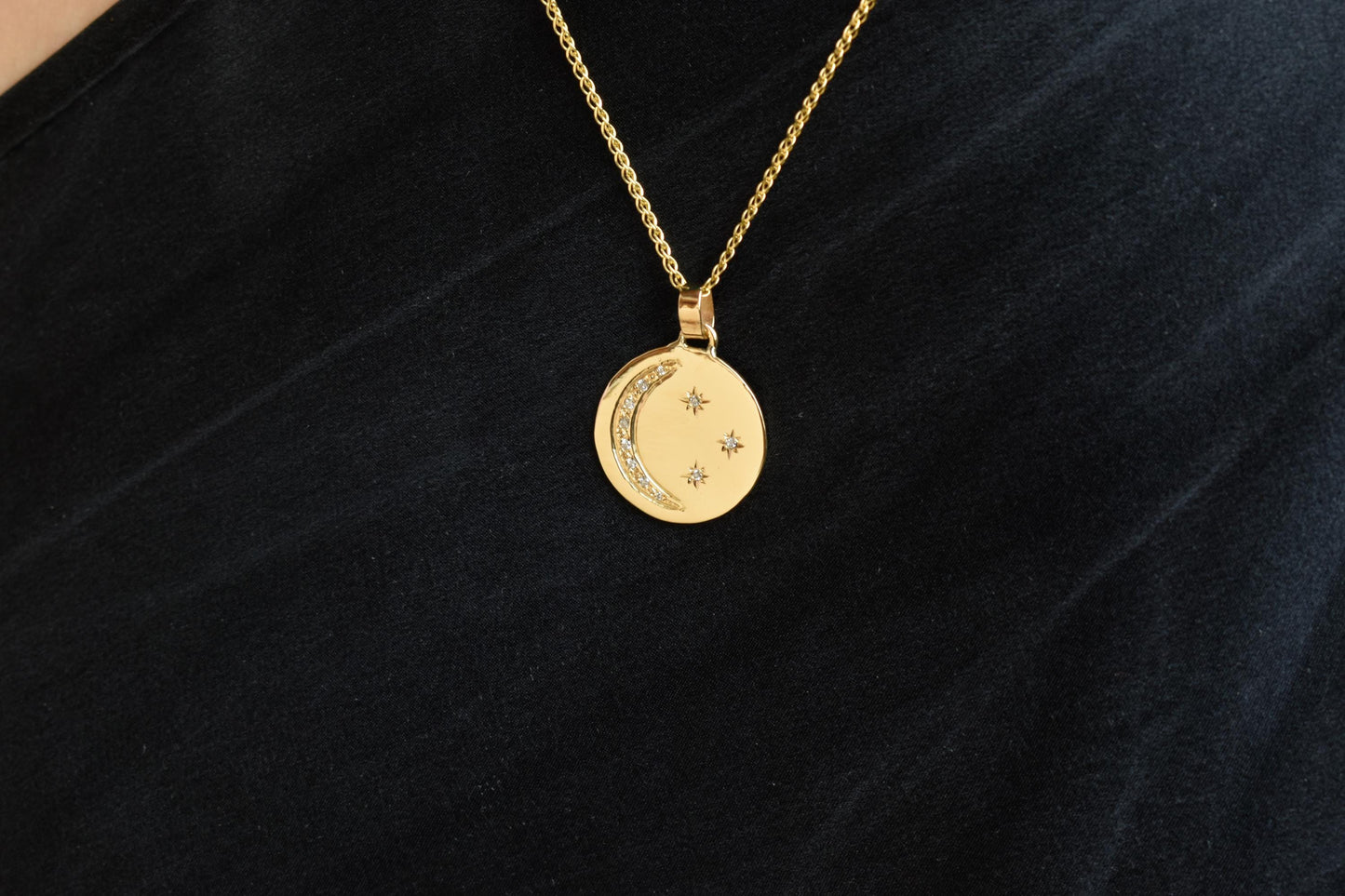 Κολιέ Φεγγάρι και Αστέρια με Ζιργκόν 14Κ