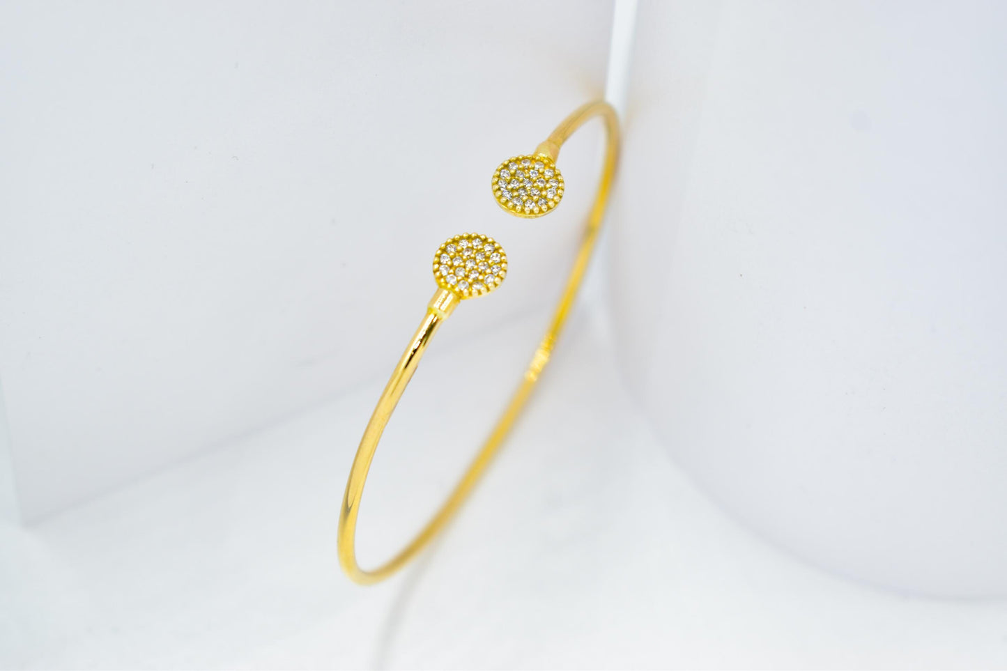 14K Solid Gold Open Bangle Bracelet Zircon or Diamond,Custom Fit Cuff Bracelet,Elegant Handmade Gold Jewellery,Gift for Her,Gift for Mom