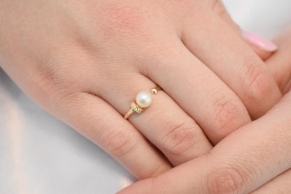 Χειροποίητο Δαχτυλίδι με Μαργαριτάρι και Ζιργκόν Κ14