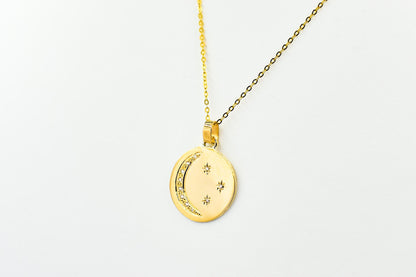 Κολιέ Φεγγάρι και Αστέρια με Ζιργκόν 14Κ