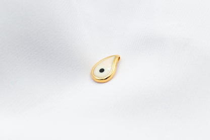 Κρεμαστό Μάτι Δάκρυ με Λευκό Σμάλτο Κ18