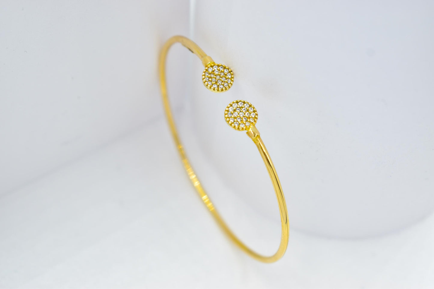 14K Solid Gold Open Bangle Bracelet Zircon or Diamond,Custom Fit Cuff Bracelet,Elegant Handmade Gold Jewellery,Gift for Her,Gift for Mom