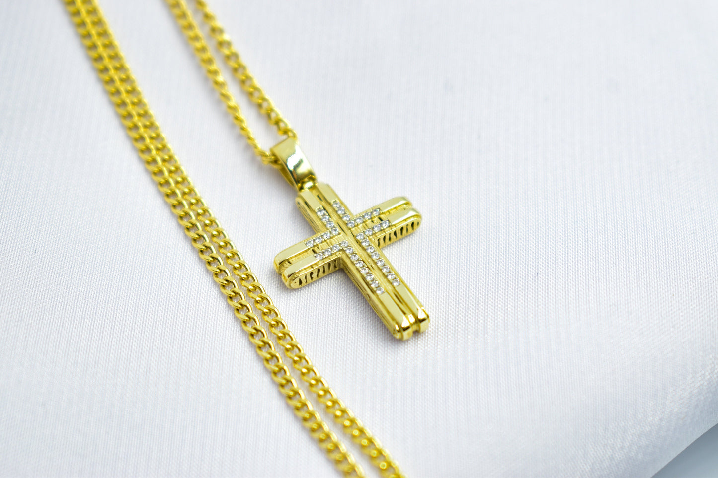 γυναικα 14K Solid Gold Cross Pendant,Necklace with Zircon,Elegant Christian Pendant,Baptism Religious Faith Jewelry,Godfather-Godmother Gift