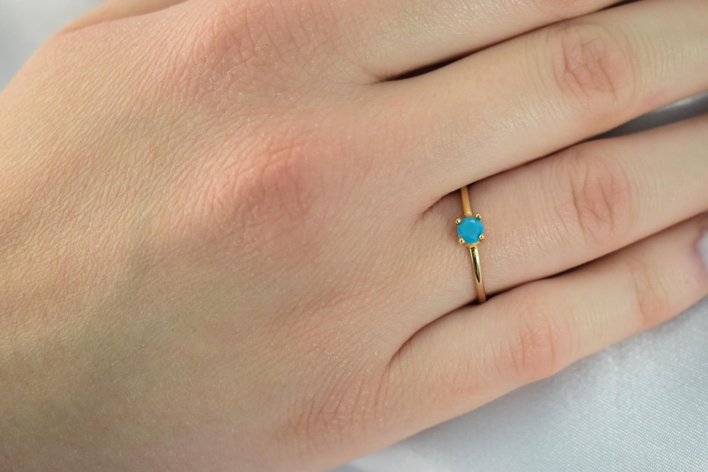 14K Solid Gold Thin Minimalist Ring–Big Turquoise Stone, Stackable Jewellery Gold Ring,Gold Band,14K Wedding & Engagement Ring,Gift for Her