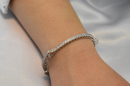 14K Solid Gold Tennis Bracelet,Gold Bangle Bracelet,Multi Stone Tennis Bangle for Women,Wedding & Engagement Bracelet,Gift for Her