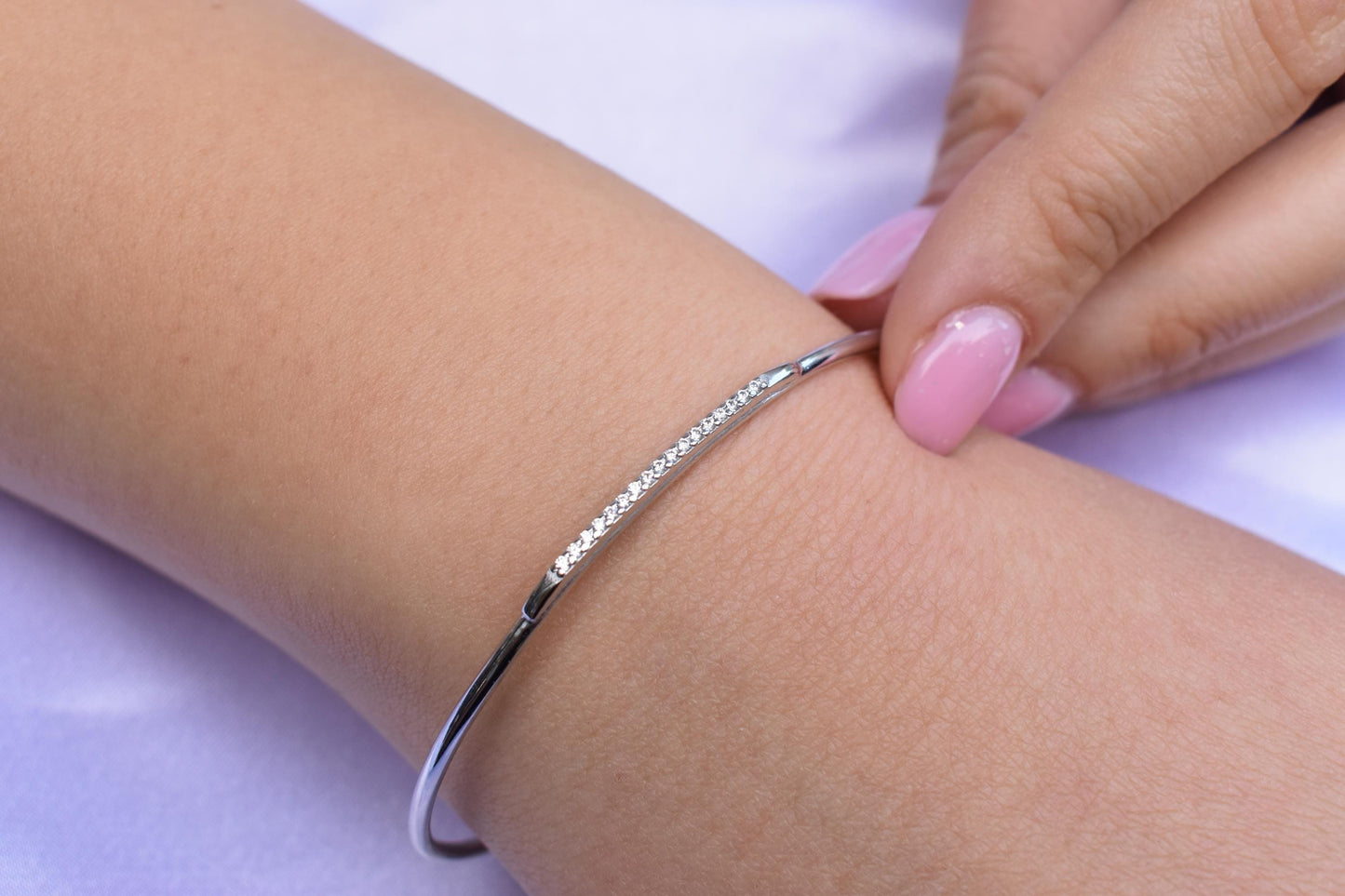 14K Gold White Gold Bar Bracelet,Gold Everyday Bracelet,Women Dainty Line Bracelet,Bridal & Engagement Bracelet Gift for Mom and Her