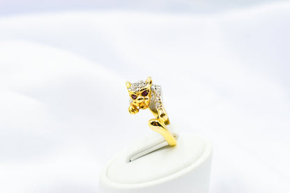 Χειροποίητο Δαχτυλίδι Πάνθηρας Pavé με Ζιργκόν & Ρουμπίνια