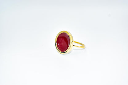 Χειροποίητο Δαχτυλίδι με Μπορντό Σμάλτο Κ14